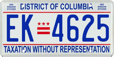DC license plate EK4625