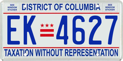 DC license plate EK4627