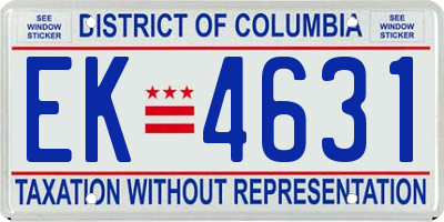 DC license plate EK4631