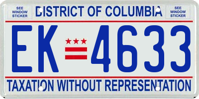 DC license plate EK4633