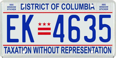 DC license plate EK4635