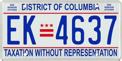 DC license plate EK4637