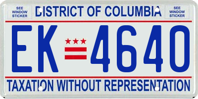 DC license plate EK4640