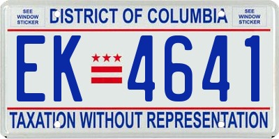 DC license plate EK4641