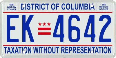 DC license plate EK4642