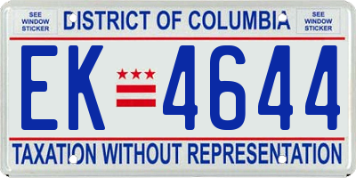 DC license plate EK4644