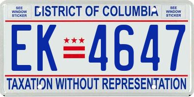 DC license plate EK4647