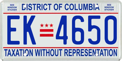 DC license plate EK4650