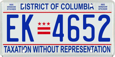 DC license plate EK4652