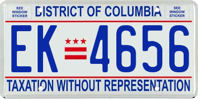 DC license plate EK4656