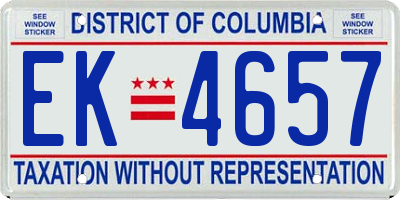 DC license plate EK4657