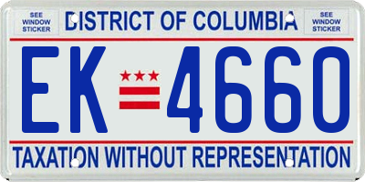 DC license plate EK4660