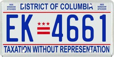 DC license plate EK4661