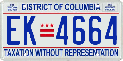 DC license plate EK4664