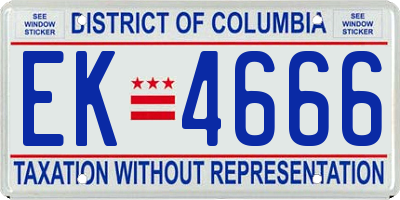 DC license plate EK4666