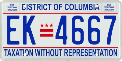 DC license plate EK4667