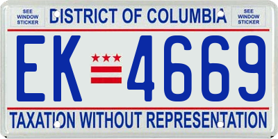 DC license plate EK4669