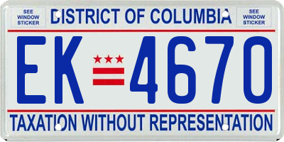 DC license plate EK4670