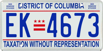 DC license plate EK4673