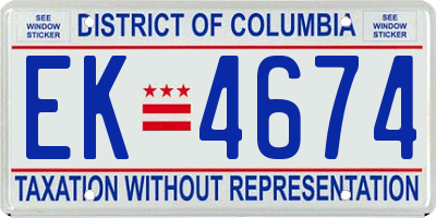 DC license plate EK4674