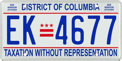 DC license plate EK4677