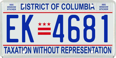 DC license plate EK4681