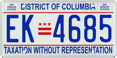 DC license plate EK4685