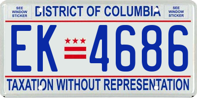 DC license plate EK4686