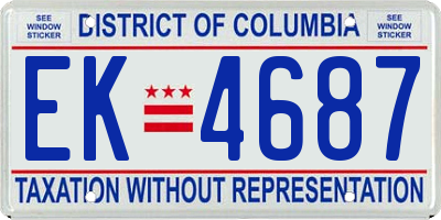 DC license plate EK4687