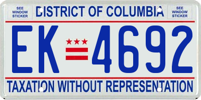 DC license plate EK4692