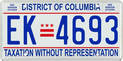 DC license plate EK4693