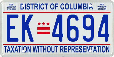 DC license plate EK4694