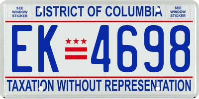 DC license plate EK4698