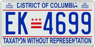 DC license plate EK4699