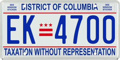 DC license plate EK4700