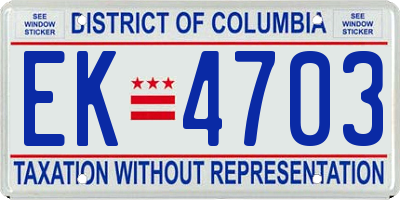 DC license plate EK4703