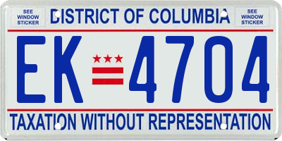 DC license plate EK4704