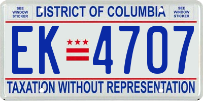 DC license plate EK4707