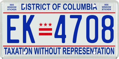 DC license plate EK4708