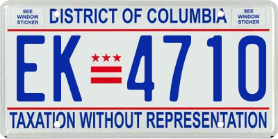 DC license plate EK4710