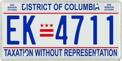 DC license plate EK4711