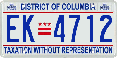 DC license plate EK4712