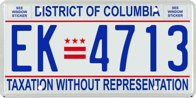 DC license plate EK4713