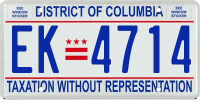 DC license plate EK4714