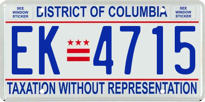 DC license plate EK4715