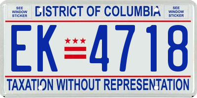 DC license plate EK4718