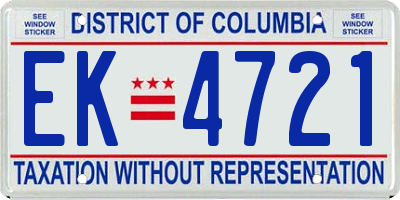 DC license plate EK4721