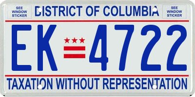 DC license plate EK4722