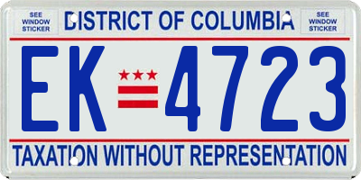 DC license plate EK4723