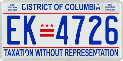 DC license plate EK4726